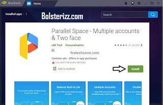 Bluestacks window and type Parallel Space Bluestacks window and type Parallel Space